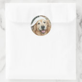 Goldener Retriever mit Baseballkappe Runder Aufkleber (Tasche)