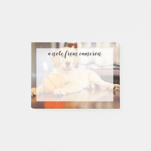 Goldener Retriever mit Basketballspielzeug Post-it Klebezettel (Vorderseite)