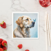 Goldener Retriever mit blauem Schmetterling Serviette (Beispiel)