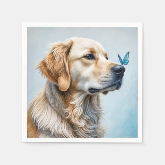 Goldener Retriever mit blauem Schmetterling Serviette (Vorderseite)
