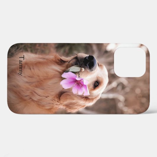 Goldener Retriever mit Blume Personalisiert Case-Mate iPhone Hülle (Rückseite (Horizontal))