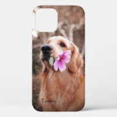 Goldener Retriever mit Blume Personalisiert Case-Mate iPhone Hülle (Rückseite)
