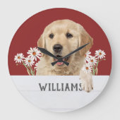 Goldener Retriever mit Dämmerung Große Wanduhr (Vorderseite)