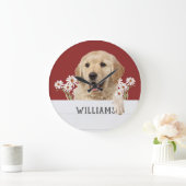 Goldener Retriever mit Dämmerung Große Wanduhr (Zuhause)