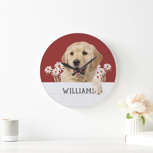 Goldener Retriever mit Dämmerung Große Wanduhr (Zuhause)