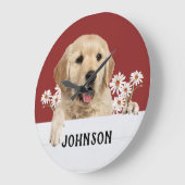 Goldener Retriever mit Dämmerung Große Wanduhr (Winkel)