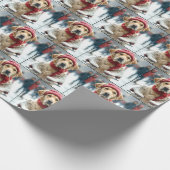 Goldener Retriever mit Eis-Skaten Geschenkpapier (Ecke)