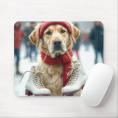 Goldener Retriever mit Eis-Skaten Mousepad (Mit Mouse)