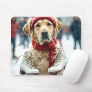 Goldener Retriever mit Eis-Skaten Mousepad