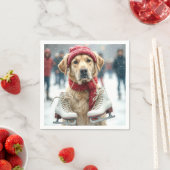 Goldener Retriever mit Eis-Skaten Serviette (Beispiel)