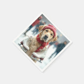 Goldener Retriever mit Eis-Skaten Serviette (Ecke)