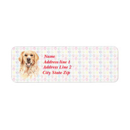 Goldener Retriever mit farbenfrohen Paw Prints hin