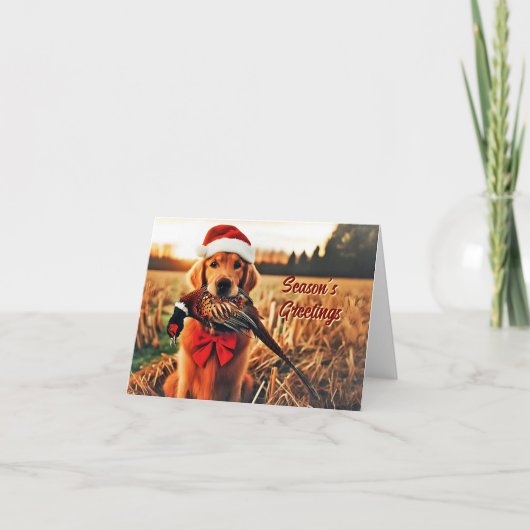 Goldener Retriever mit Fasanenkarte Feiertagskarte (Vorderseite)