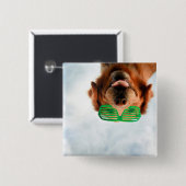 Goldener Retriever mit grüner Sonnenbrille Button (Vorne & Hinten)
