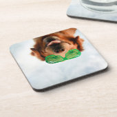 Goldener Retriever mit grüner Sonnenbrille Getränkeuntersetzer (Linke Seite)