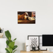 Goldener Retriever mit Katzenposter Poster (Heimbüro)