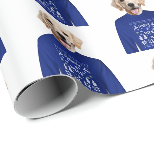 Goldener Retriever mit kühlem Pulli Geschenkpapier (Rolleneckpunkt)