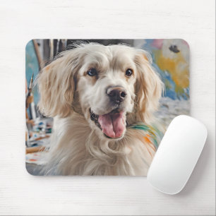 Goldener Retriever mit malerischen Gestalten Mousepad