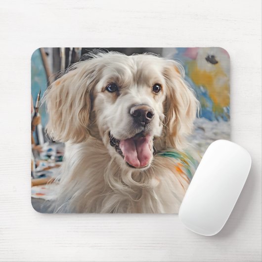 Goldener Retriever mit malerischen Gestalten Mousepad (Mit Mouse)