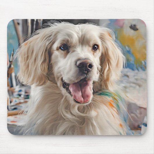 Goldener Retriever mit malerischen Gestalten Mousepad (Vorne)