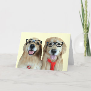 Goldener Retriever mit Nerd-Brille-Grußkarte Karte