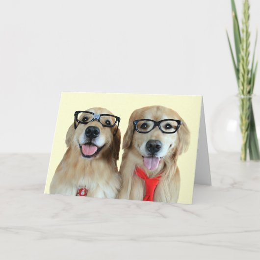 Goldener Retriever mit Nerd-Brille-Grußkarte Karte (Vorderseite)