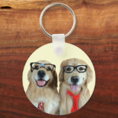 Goldener Retriever mit Nerd-Brille Schlüsselanhänger (Vorderseite)