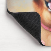 Goldener Retriever mit rosa BH Mousepad (Ecke)