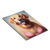 Goldener Retriever mit rosa BH Notizblock (Rechte Seite)