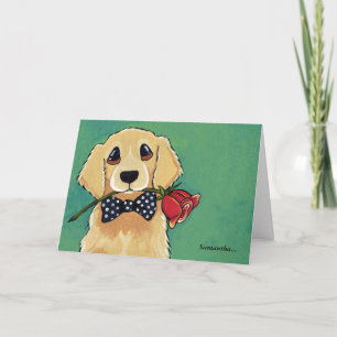 Goldener Retriever mit Rose danken Ihnen zu Dankeskarte