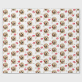 Goldener Retriever mit Rose und Küssen Geschenkpapier (Flach)