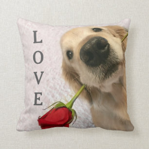 Goldener Retriever mit Rosen-personalisierter Kissen