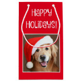 Goldener Retriever mit roter Weihnachtsmannmütze Kleine Geschenktüte (Rückseite)