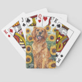 Goldener Retriever mit Sonnenblumen Spielkarten (Rückseite)