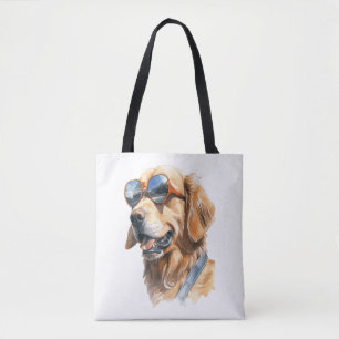 Goldener Retriever mit Sonnenbrille 2 Tasche