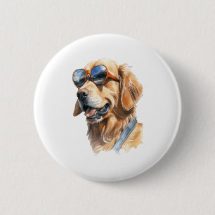 Goldener Retriever mit Sonnenbrille Button