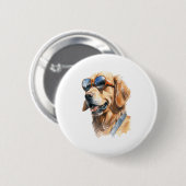 Goldener Retriever mit Sonnenbrille Button (Vorne & Hinten)
