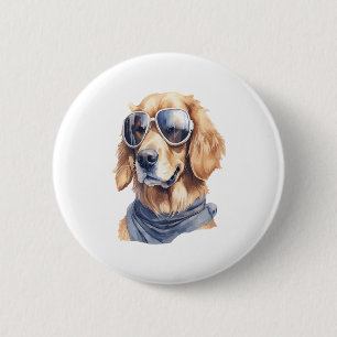 Goldener Retriever mit Sonnenbrille Button