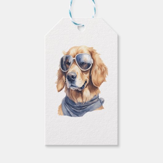 Goldener Retriever mit Sonnenbrille Geschenkanhänger (Vorderseite)