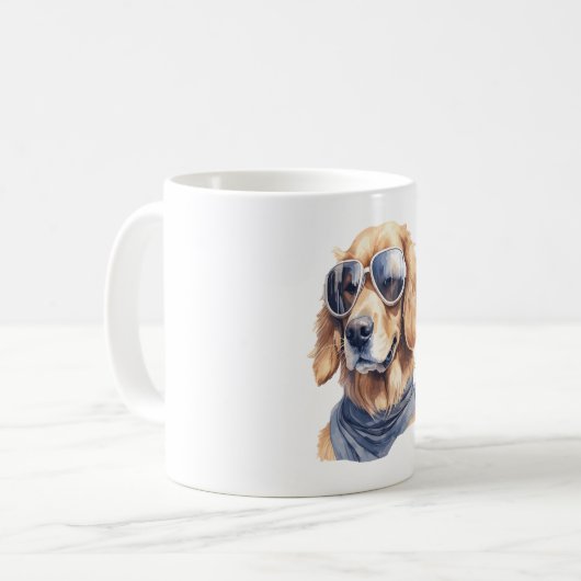 Goldener Retriever mit Sonnenbrille Kaffeetasse (Vorderseite Links)