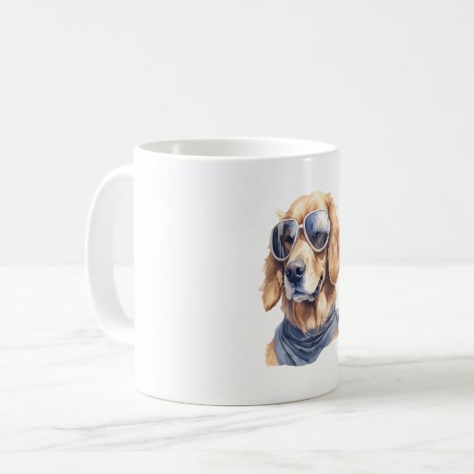 Goldener Retriever mit Sonnenbrille Kaffeetasse (Vorderseite Links)