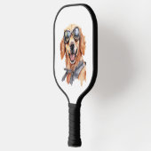 Goldener Retriever mit Sonnenbrille Pickleball Schläger (Links)