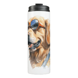 Goldener Retriever mit Sonnenbrille Thermosbecher