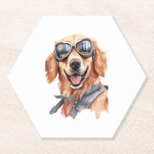 Goldener Retriever mit Sonnenbrille Untersetzer