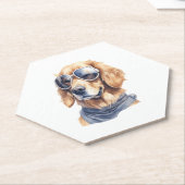 Goldener Retriever mit Sonnenbrille Untersetzer (angewinkelt)
