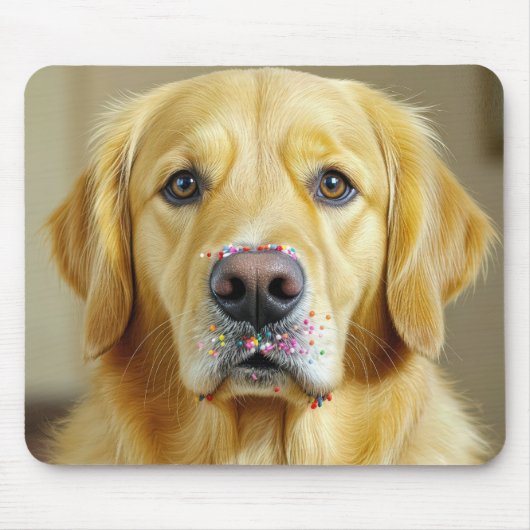 Goldener Retriever mit Sprinklen an der Nase Mousepad (Vorne)