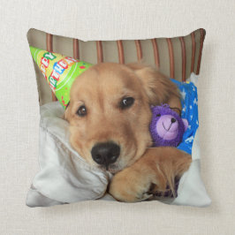 Goldener Retriever mit Teddy Bären Geburtstag Kissen