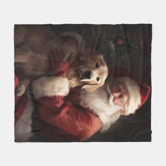 Goldener Retriever mit Weihnachten Fleecedecke (Vorderseite (Horizontal))