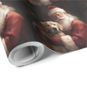 Goldener Retriever mit Weihnachten Geschenkpapier (Rolleneckpunkt)