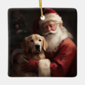 Goldener Retriever mit Weihnachten Keramikornament (Vorderseite)